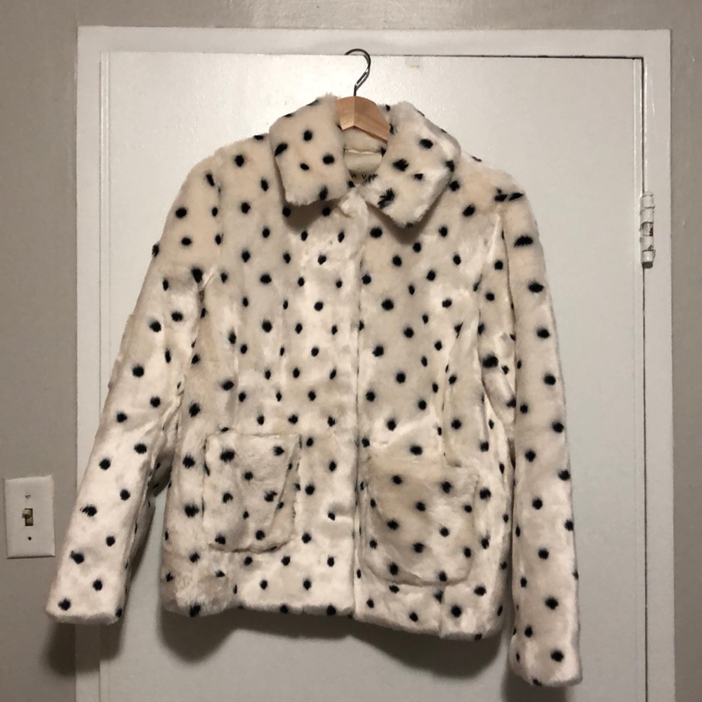 Rebecca Taylor Polka Dots Faux Fur Jacket